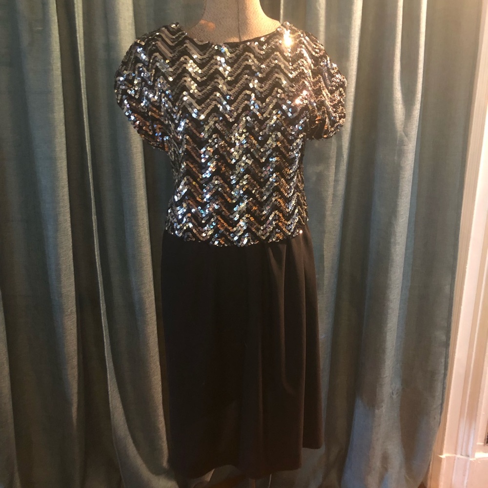 Vintage handmade sequin cap sleeve dress large